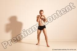 Underwear Martial art Man White Moving poses Slim Short Blond Dynamic poses Academic